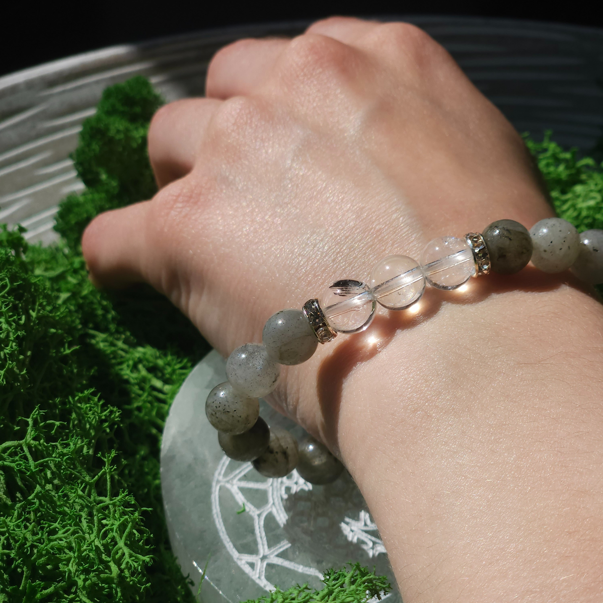 Labradorito ir Kalnų Krištolo apyrankė