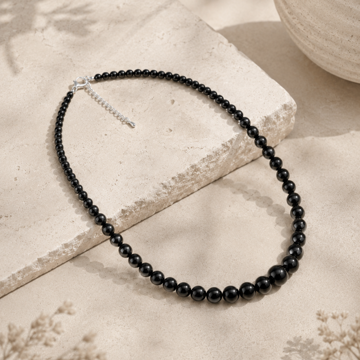 Eye of Heaven Obsidian Drop Bead Necklace
