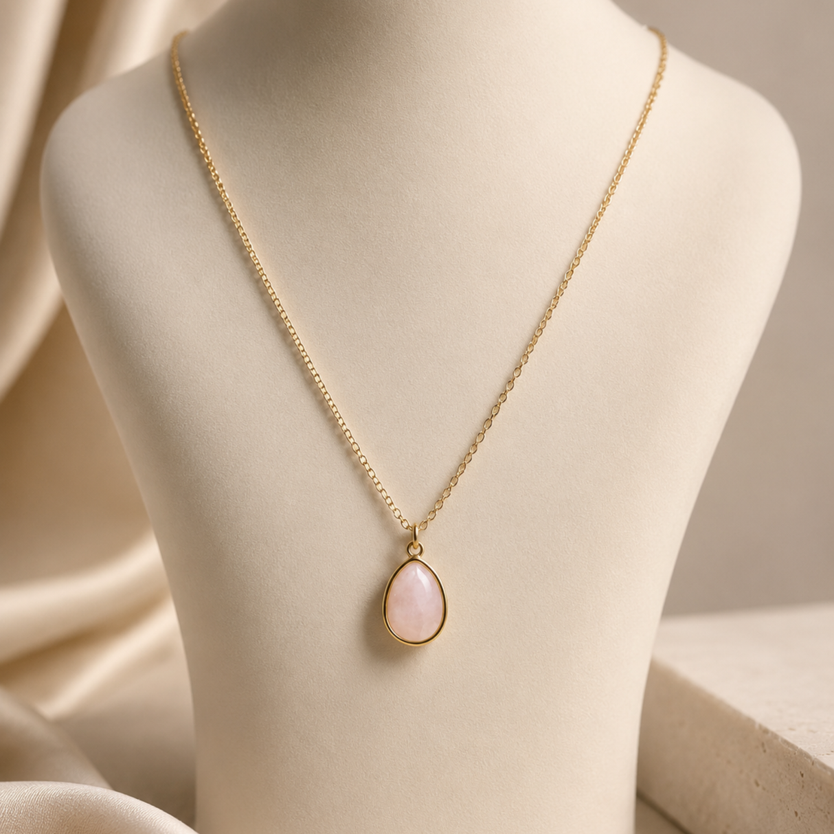Rose Quartz Gold Aztec Necklace