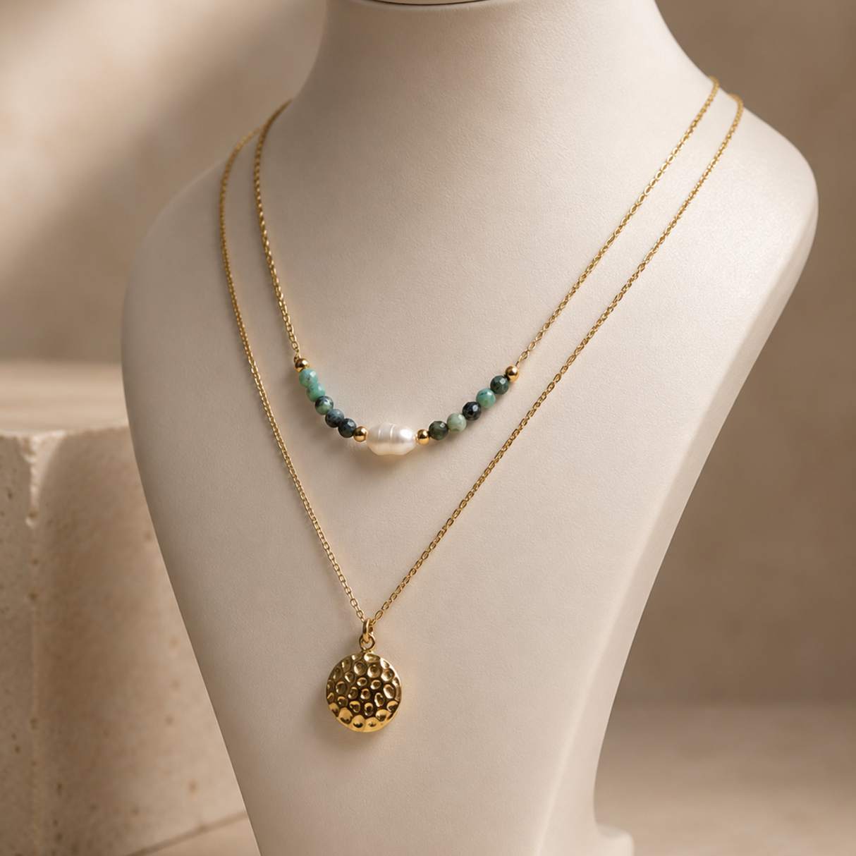 Faceted African Turquoise Double Row Necklace