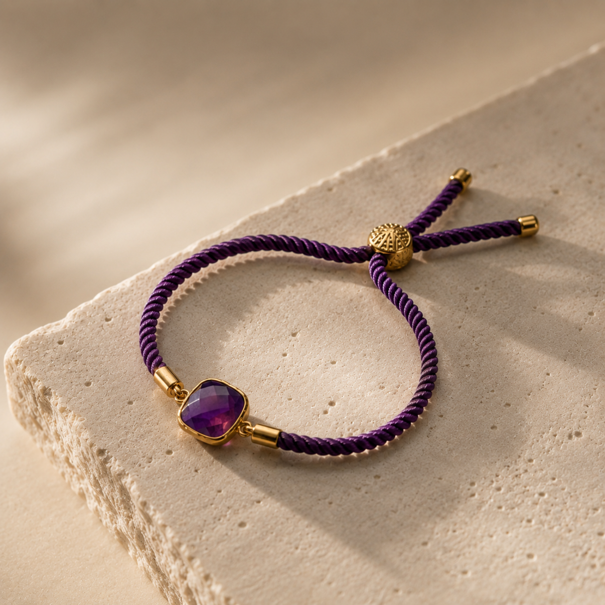 Faceted Square Amethyst Bracelet