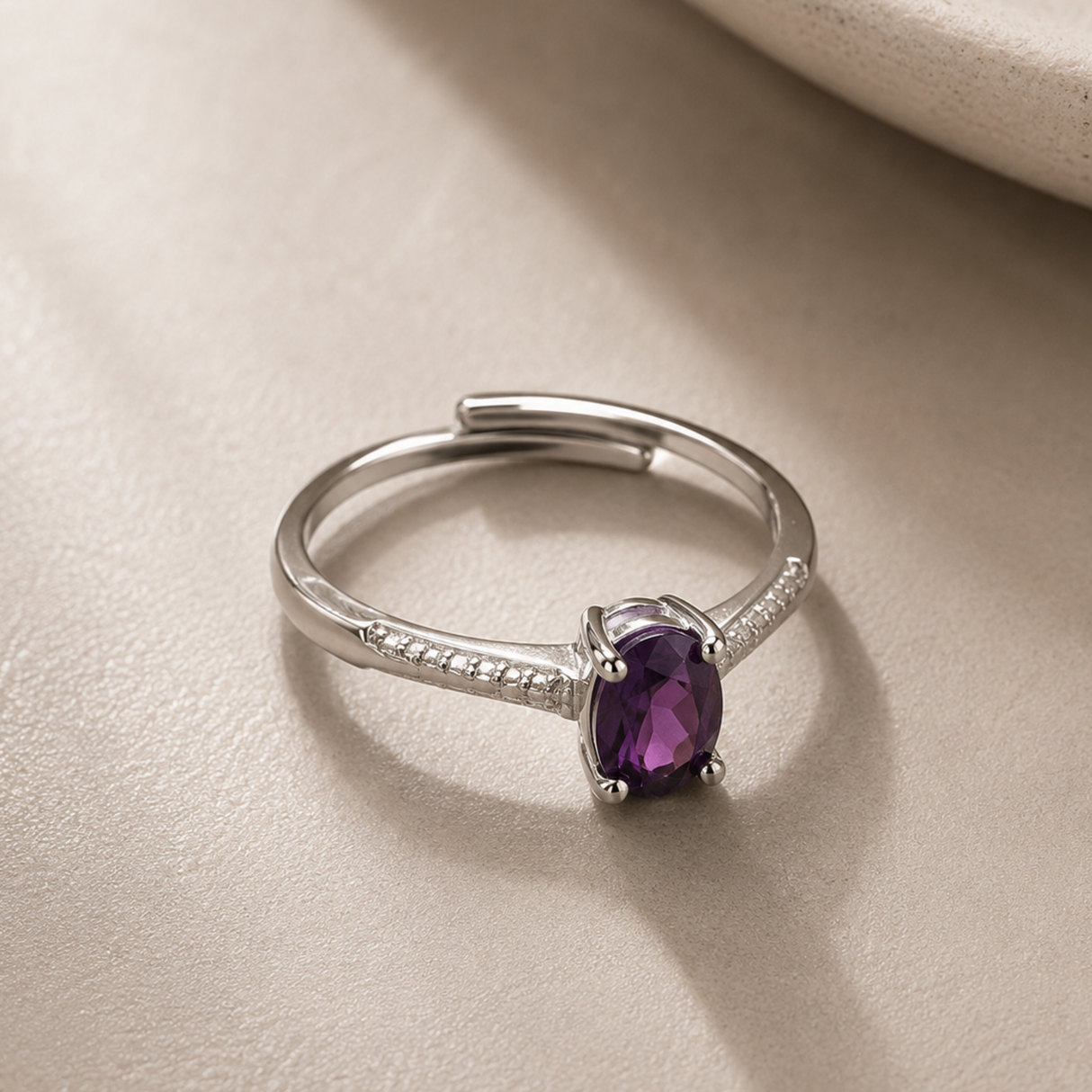AA Grade Amethyst Crystal Ring