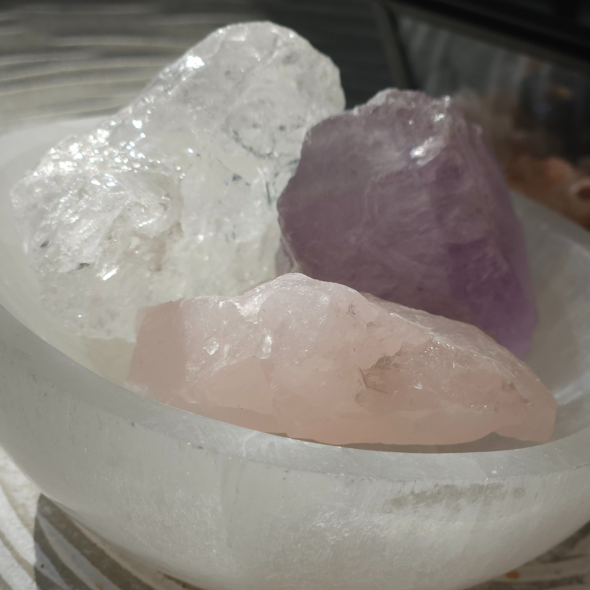 Selenito krištolo dubenėlio difuzoriaus rinkinys