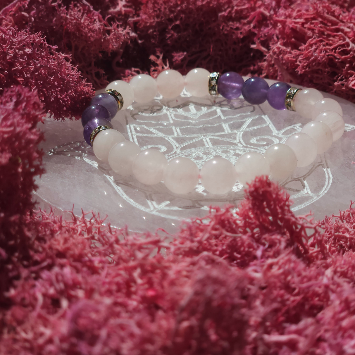 Rožinio Kvarco ir Ametisto apyrankė