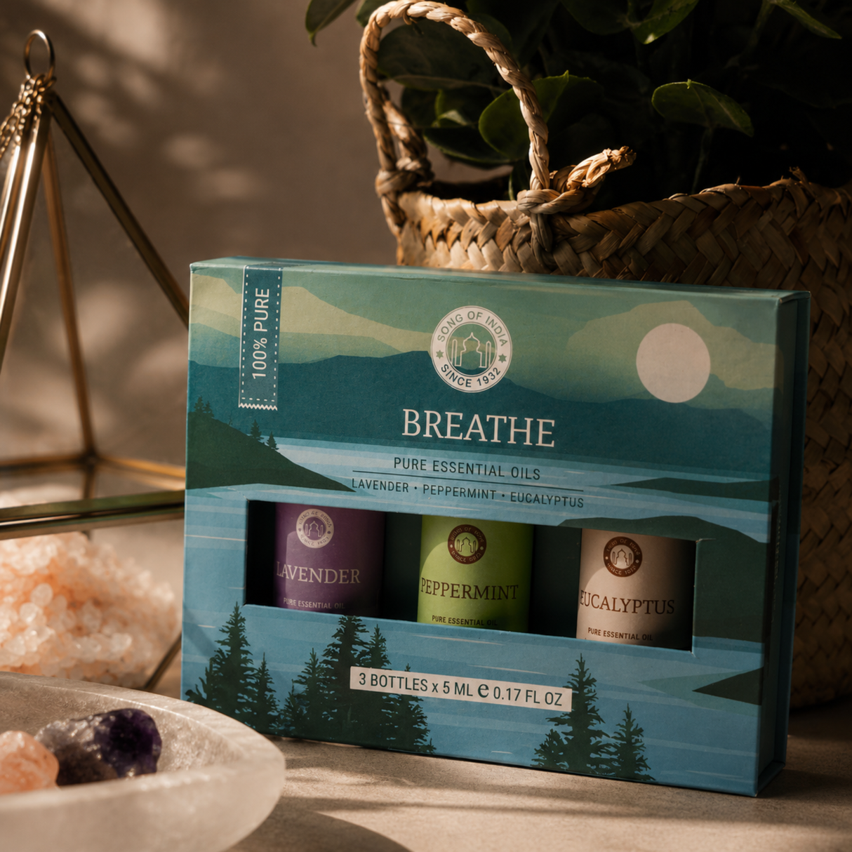 Eterinių aliejų aromaterapijos rinkinys „Breathe“