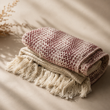 Boho Comfort pledas – 125x150 cm – dvispalvis rubinas