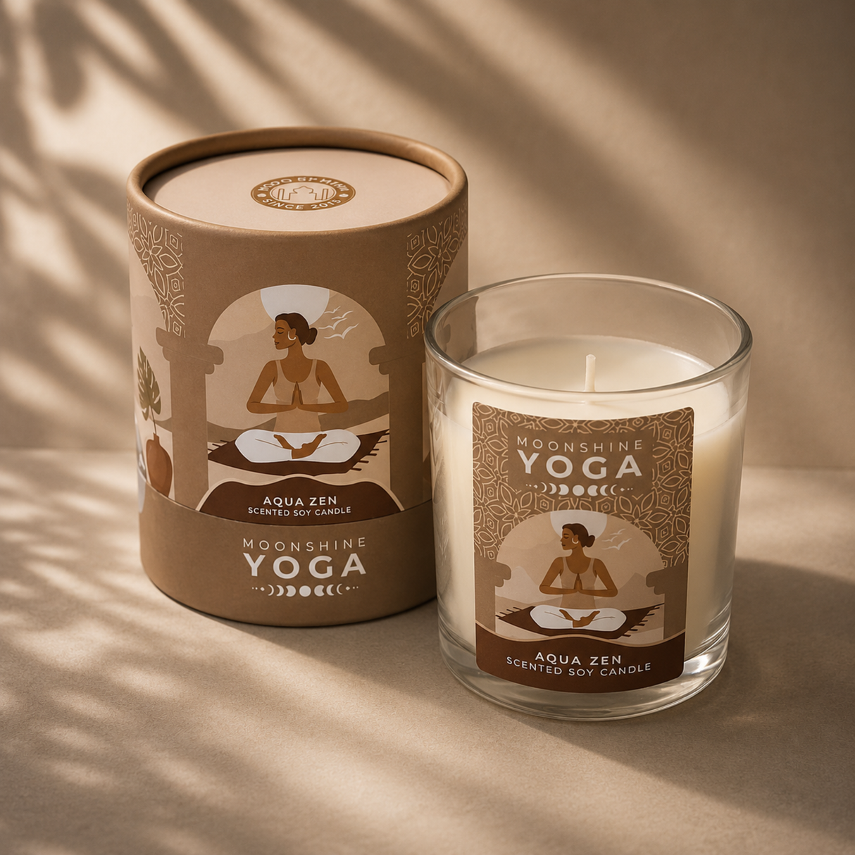 Moonshine Yoga sojų vaško žvakė „Aqua Zen“