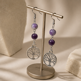 Amethyst & Fluorite Tree of Life Earrings