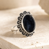 Adjustable Black Tourmaline Ring