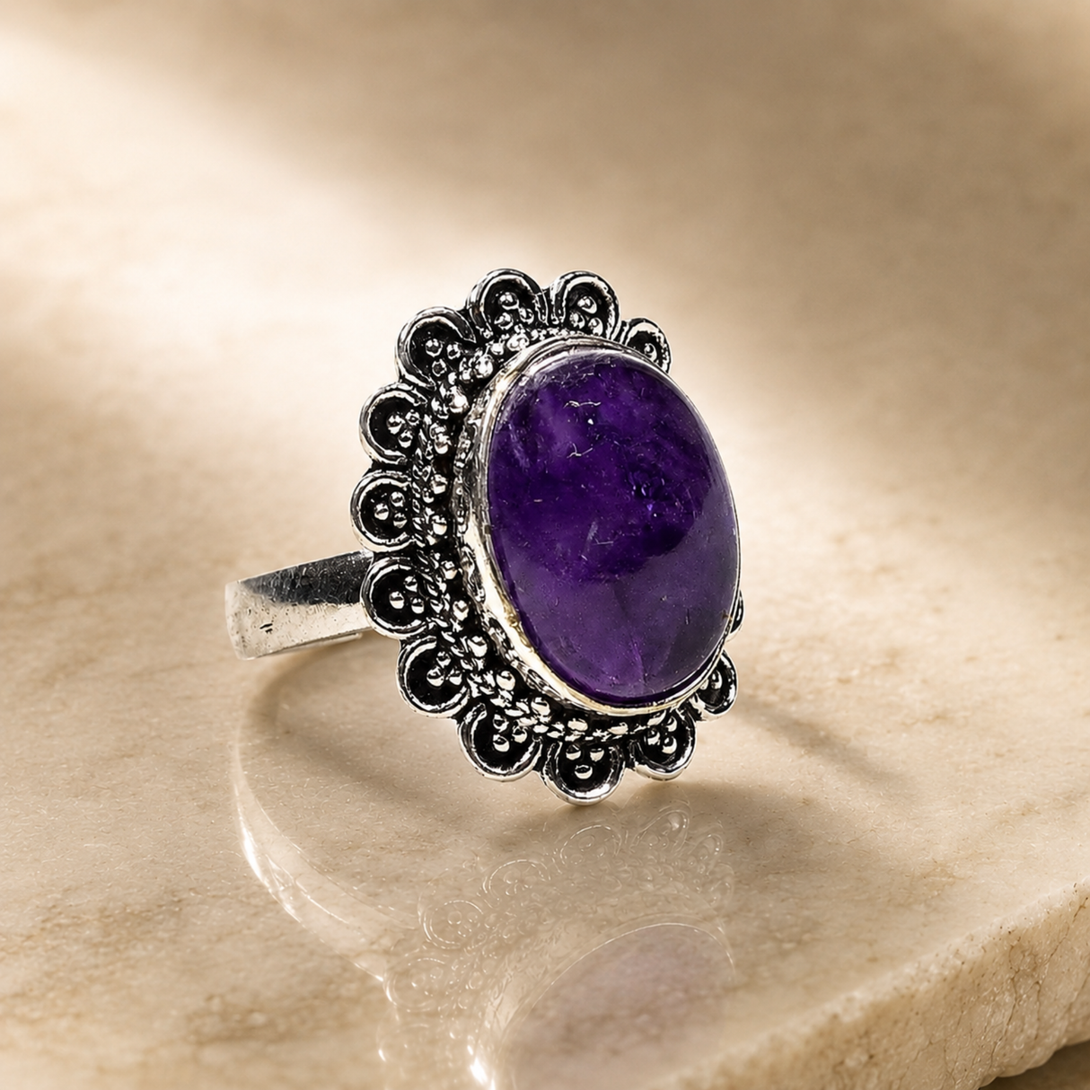 Adjustable Amethyst Ring