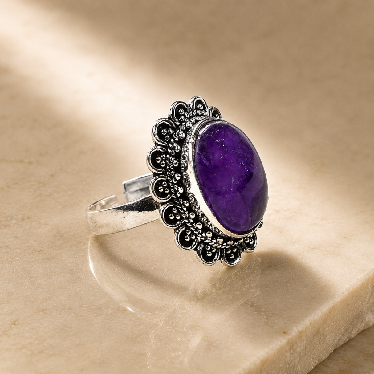 Adjustable Amethyst Ring