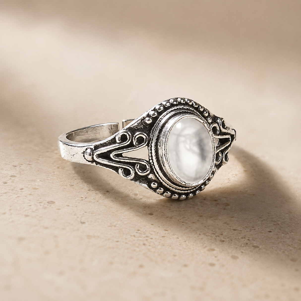 Natural Rock Crystal Gemstone Ring