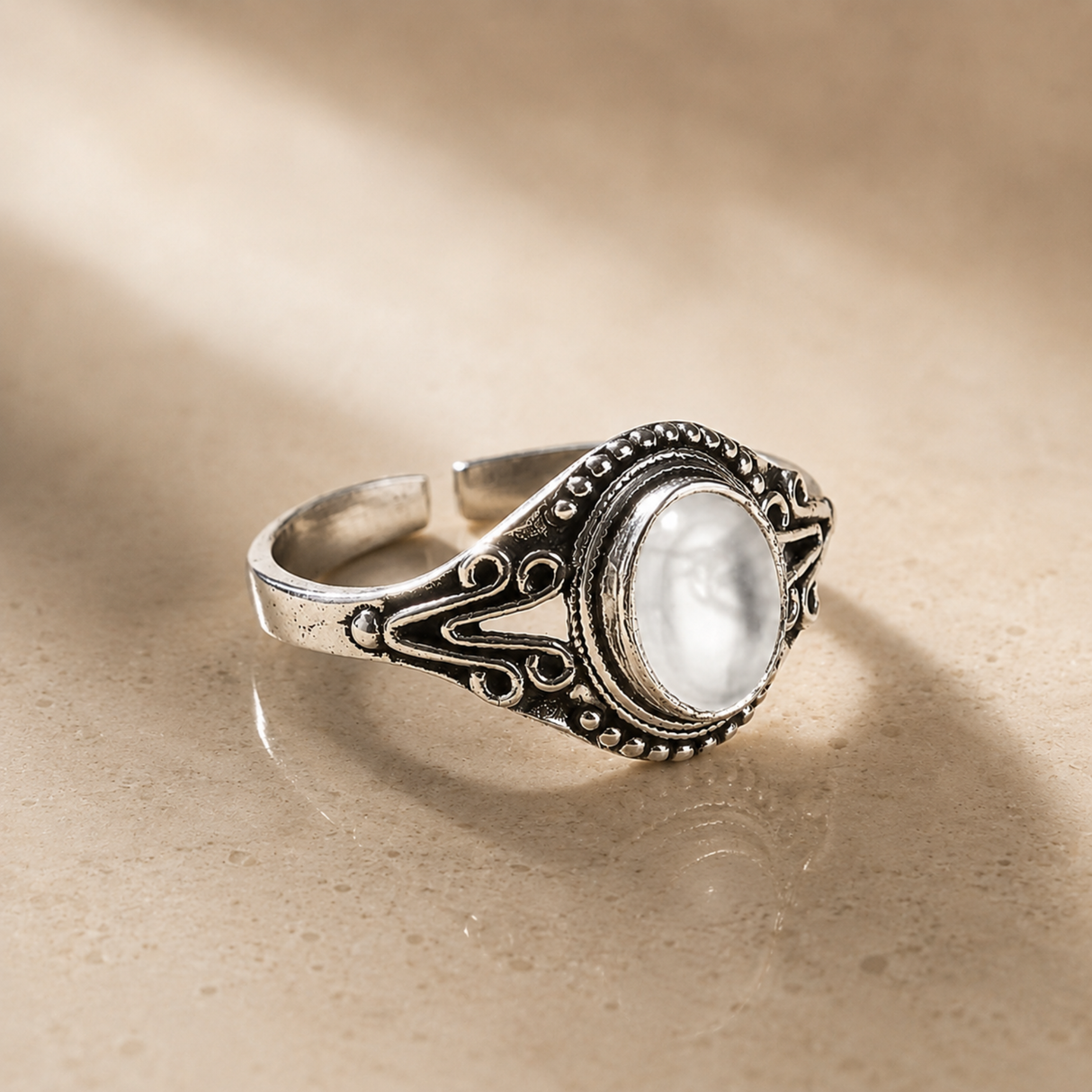 Natural Rock Crystal Gemstone Ring