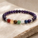 7 Chakra Balance Bracelet with Amethyst