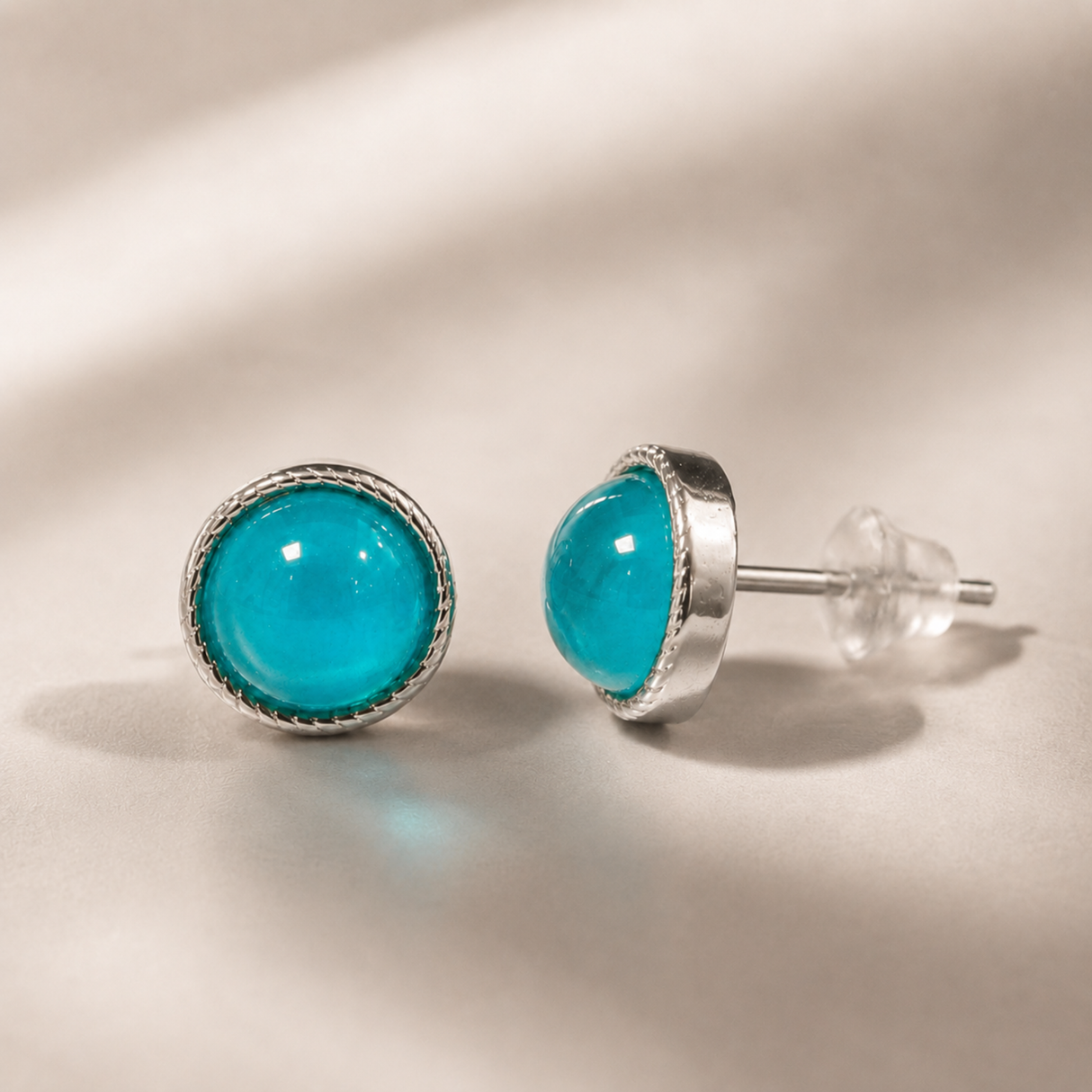 Apvalūs amazonito auskarai