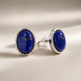 Ovalūs lapis lazuli auskarai