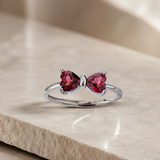 Adjustable Garnet Heart Ring