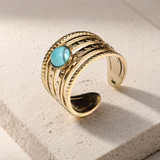 Adjustable Gold Turquenite Ring